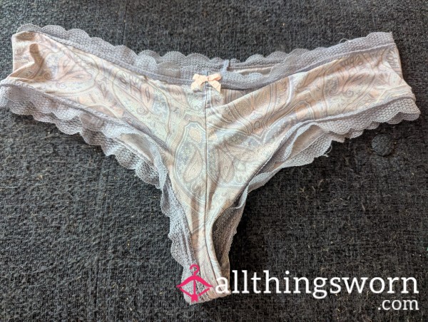 Mommy's Lacy Silky Flor*l Thong - Worship Me, Boys!