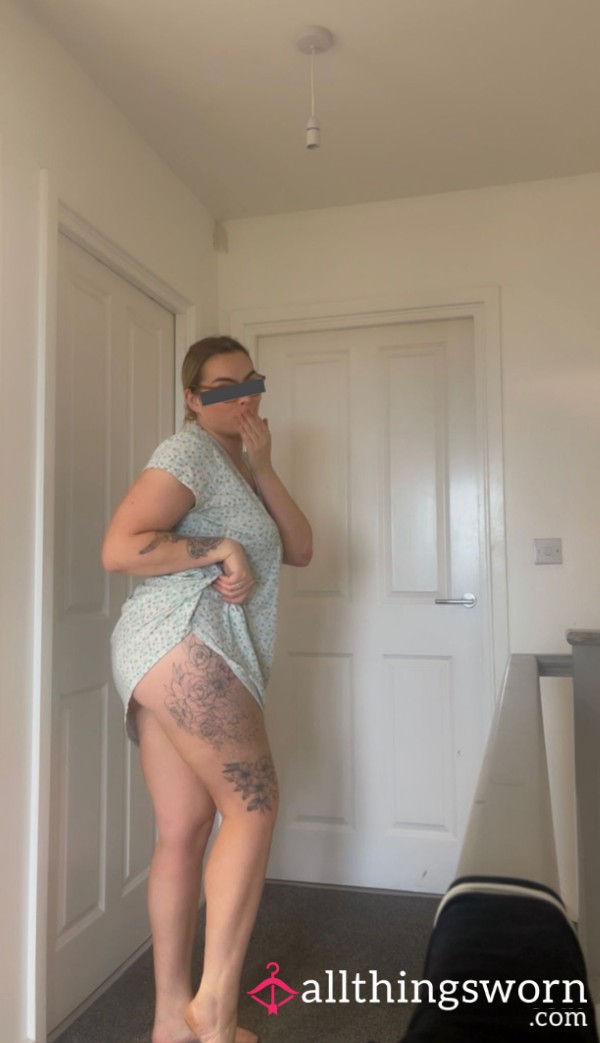 Mommy’s Nighty/ My ‘Old Girls 👵 Used And Taken Nighty / Light Blue And Polka Dots, Taboo / Worn And Used Nightdress / Naughty Stories Behold 📦 UK Delivery Included. 🌍 International Shipping A