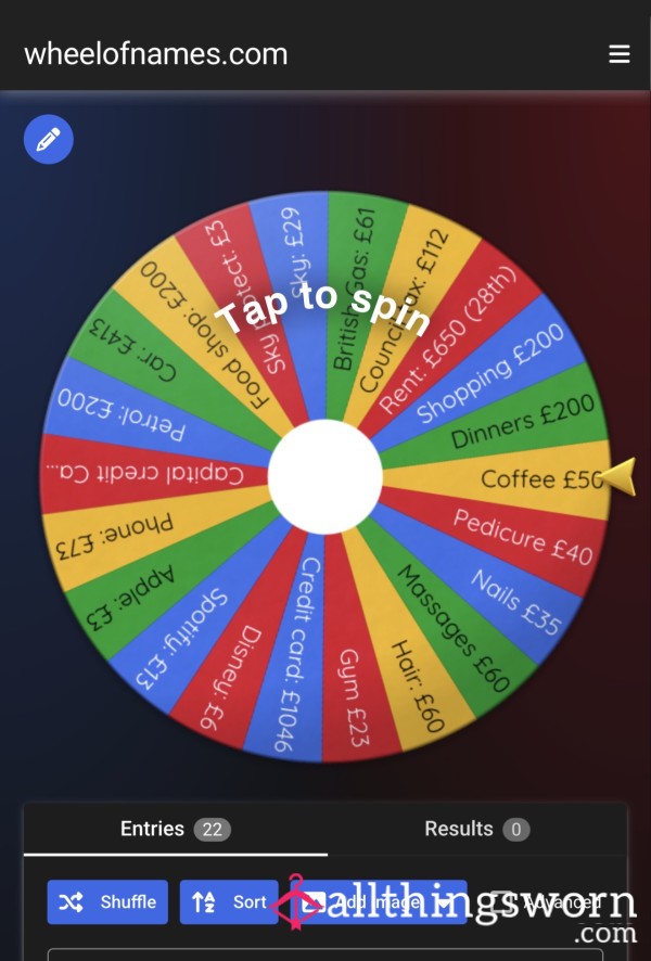 Monthly Expenses Spin The Wheel!