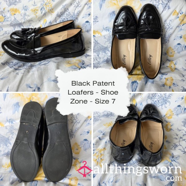 **MOVING SALE** Black Patent Faux Leather Loafers - 3 Days Wear - Minimal Scent - From £25 + Postage