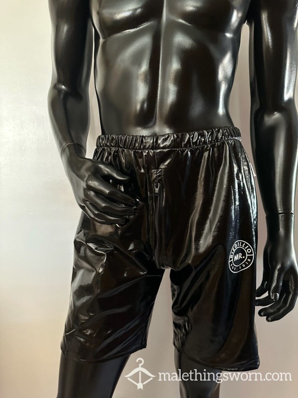MR. Riegillio PVC Shiny Black Zip Crotch Shorts L