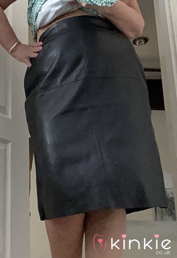 M&S Black Leather Skirt