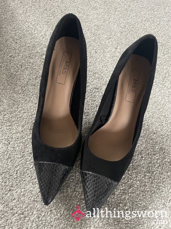 🖤 M&S Black Snakeskin-Toed Stilettos (UK Size 3.5) OFFICE ICONS
