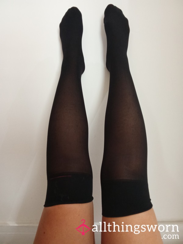 M&S Knee Length Black Opaque Stockings