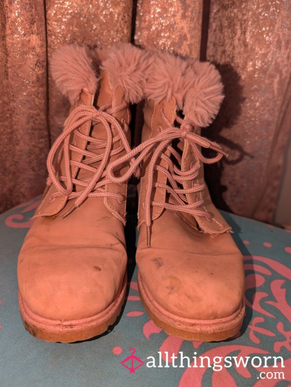 🍂 Muddy Mischief – My Worn Faux Fur Boots With Attitude 💦