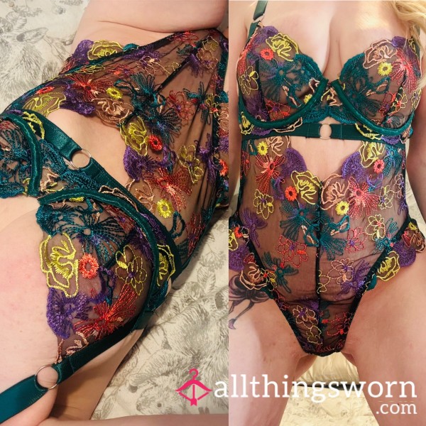 🌈  Multi-Coloured Embroidered Bodysuit  🌈 Bold, Vibrant, Completely Unique 🌈