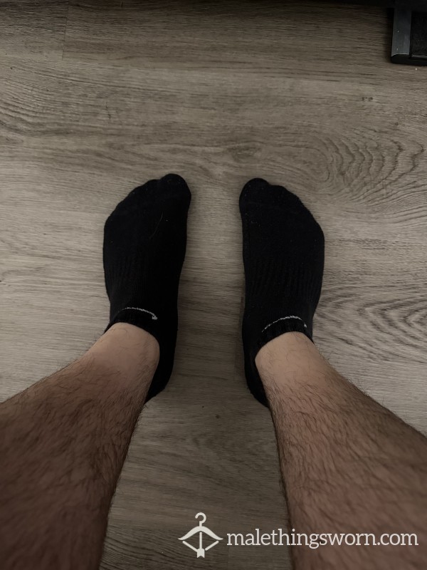 Multi-day Worn Black Nike Ankle Socks