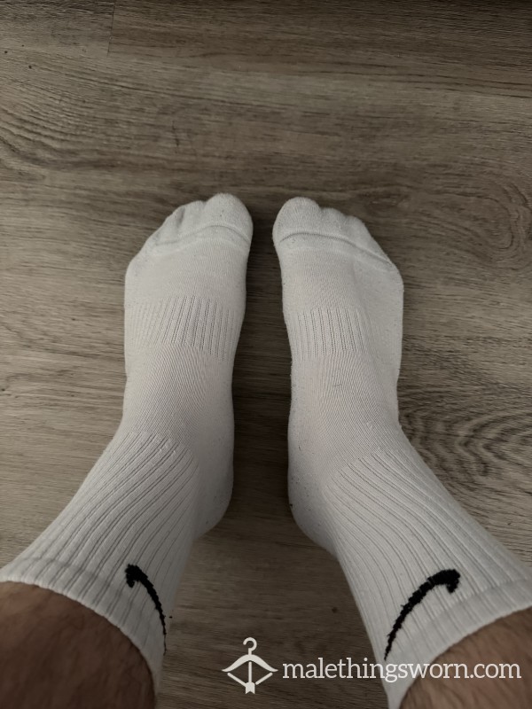 Multi-day Worn White Nike Crew Socks