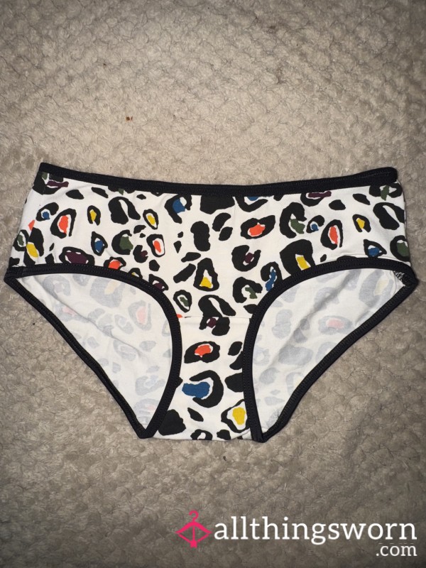 Multicoloured Leopard Print Cotton Full-back Panties