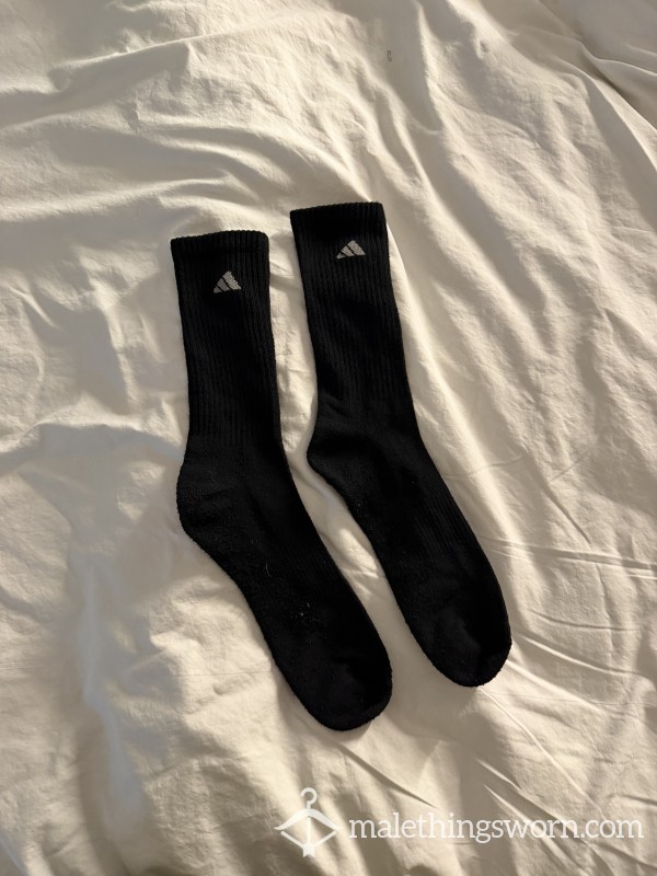 Multiple Days Worn Adidas Black Crew Socks