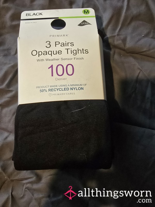 Multiple Thick Black Tights, Worn By A Nursing Godess