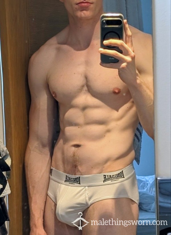 Muscle Lad's C*m Stained White Briefs 💦💦