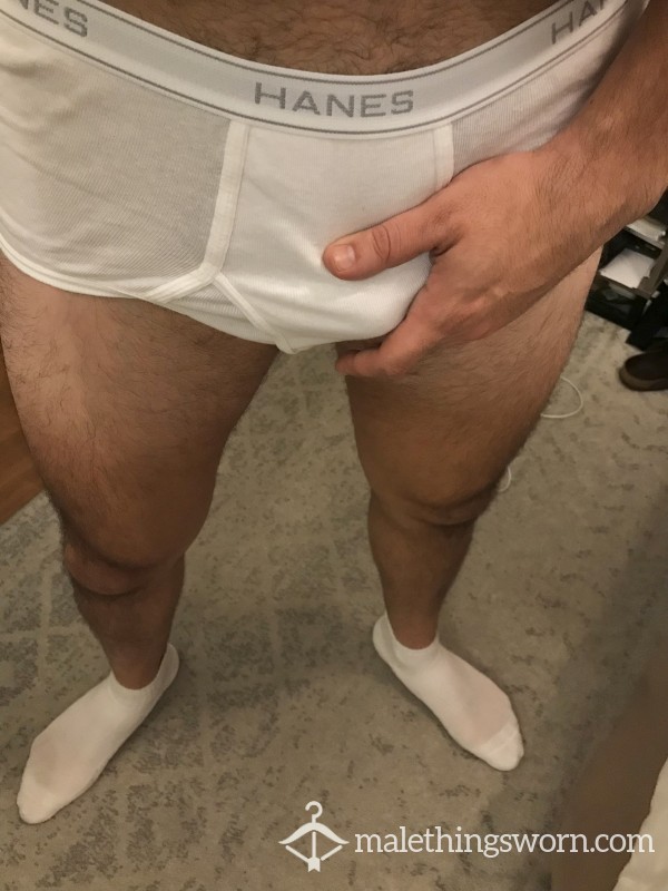 Musky Hanes White Briefs- 3 Day Wear Mild Odor