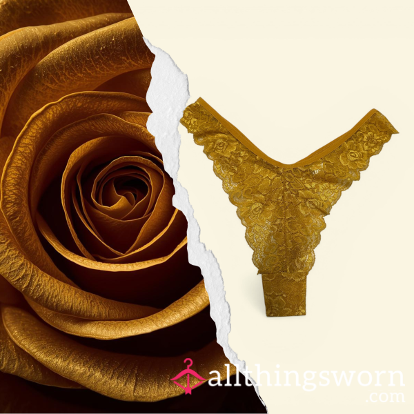 Golden Heat ⋆ Well Worn Lace ⋆Thong Cotton Gusset