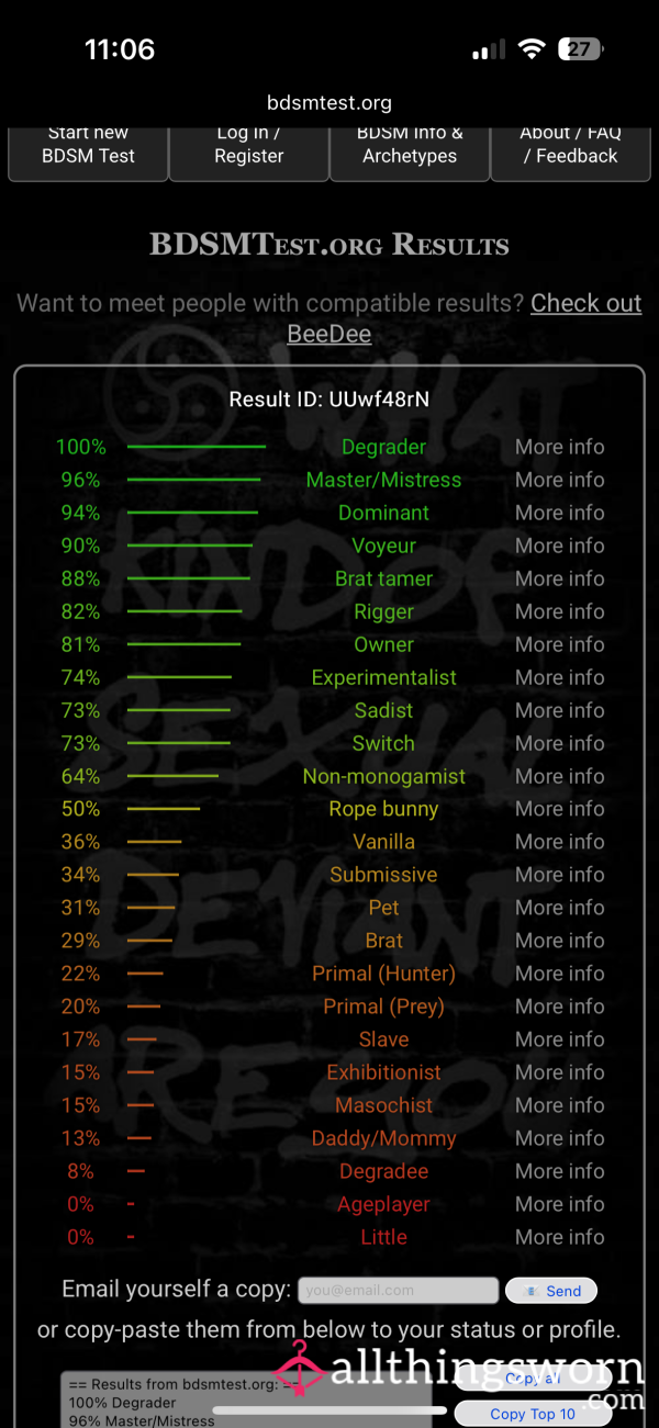 My BDSM Results