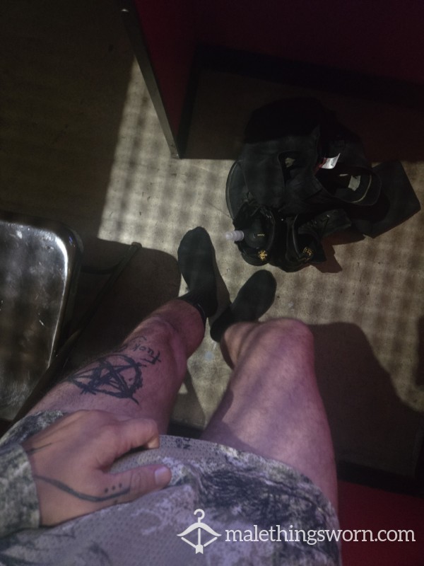 My Black Crew Socks, Size 10, I Wore All Day And Then F**ked In The S** Club Woth Them On, Covered In C*m And Lube And Musk 😈