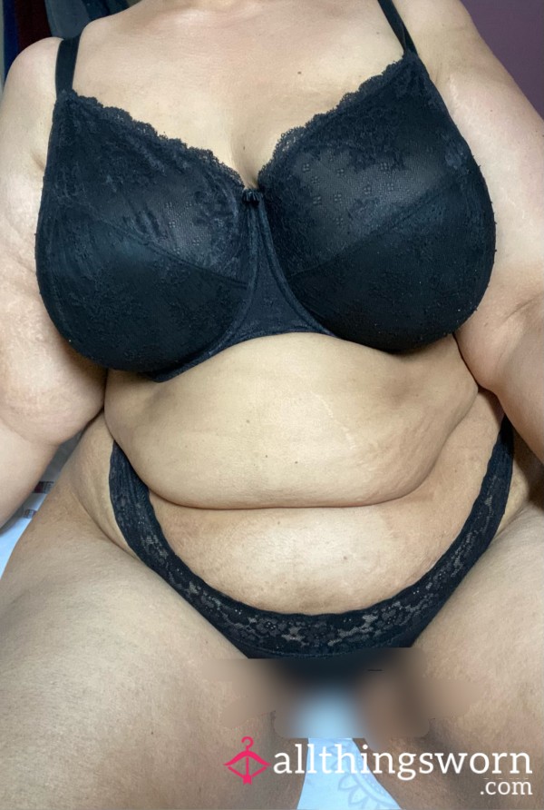 My Black Lace Set. 36J Bra & Size 18 Thong
