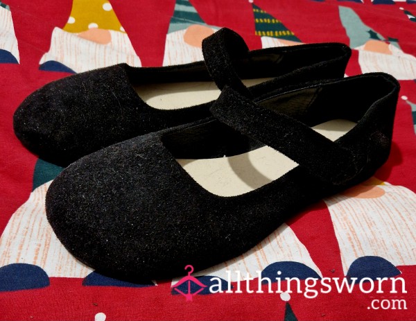 My Black Velvet Flats — Soft, Warm & Deeply Worn By Me (Size 7)