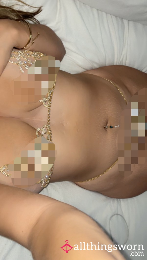 My Curves In See Through Gold Underwear✨