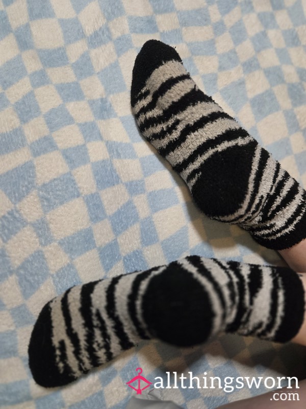 My Dirty Fluffy Zebra Print Socks 🖤🤍