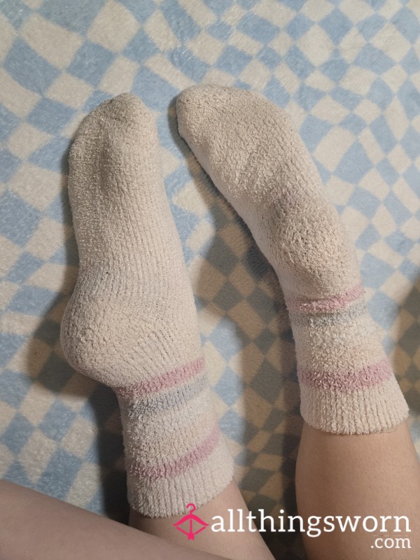 My Dirty Striped Pastel Fluffy White Socks 🩷🧦