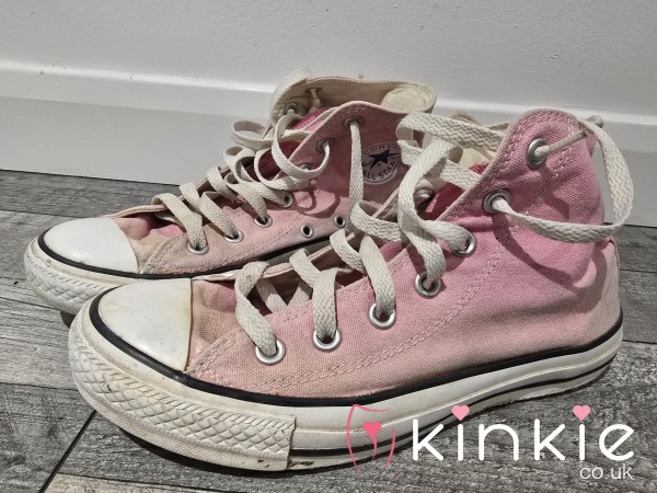 My Extremely Well Worn Filthy Pink High Top Converse All Stars Shoes For You Foot Fetish Lovers...