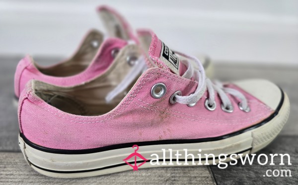 (NS) My Extremely Well Worn Pink Converse All Stars Shoes For You Foot Fetish Lovers...  Very Strong Natural Smell From My Sweaty Feet
