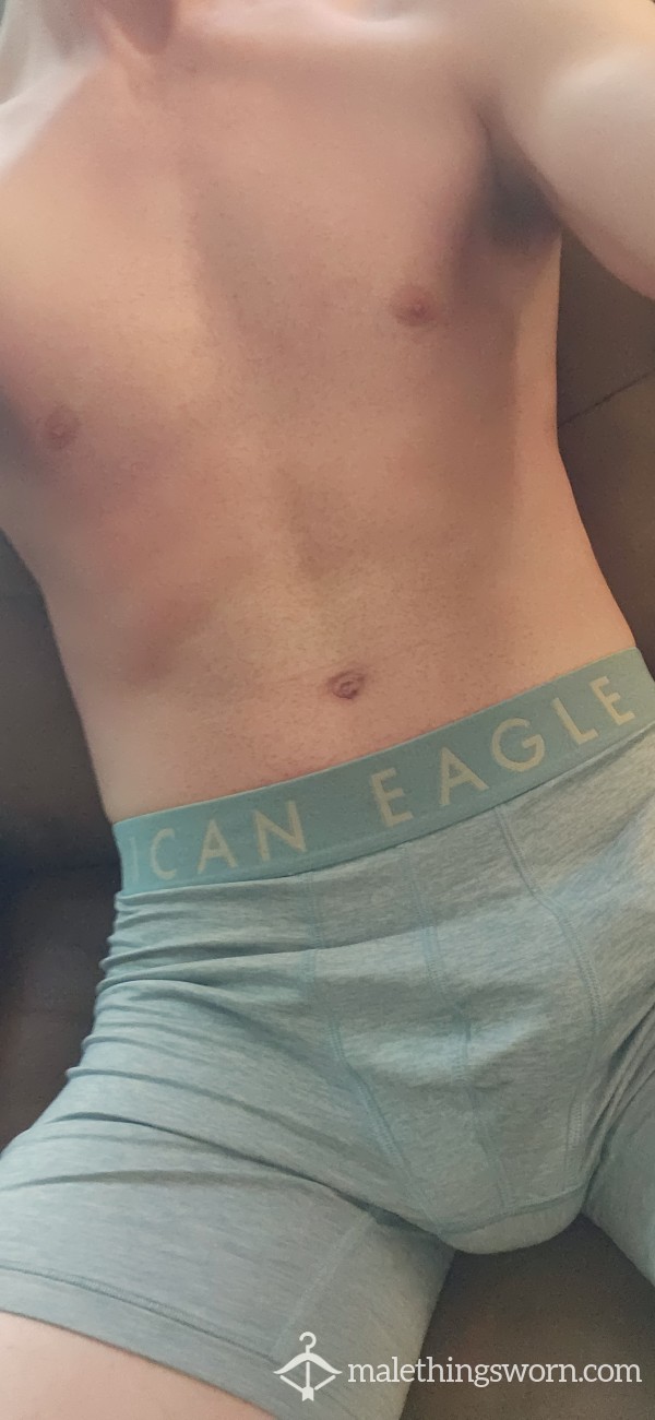 My Favorite 😍 And Most Worn American Eagle Stretch Boxers With A 4.5" Inseam. Still Being Worn And Still Very Warm From My Throbing D*ck. Let Me Know How You Like Them. So Far Worn Just One D