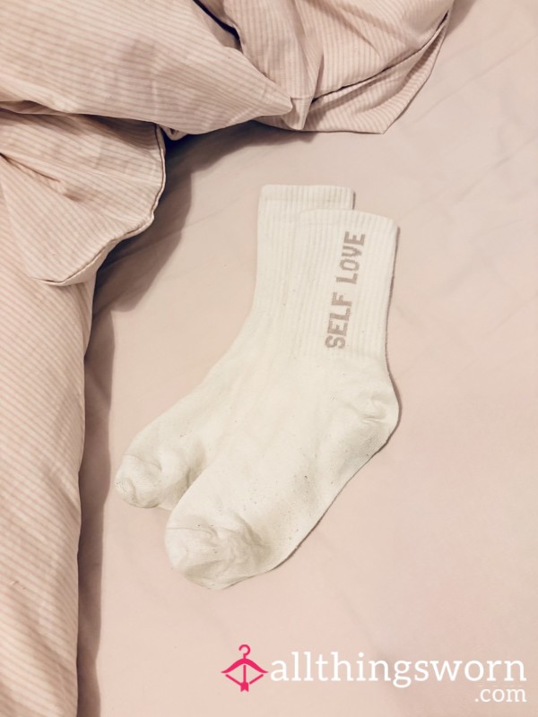 My Favorite ‘SELF LOVE’ Socks, Worn All Day At Work 🤍