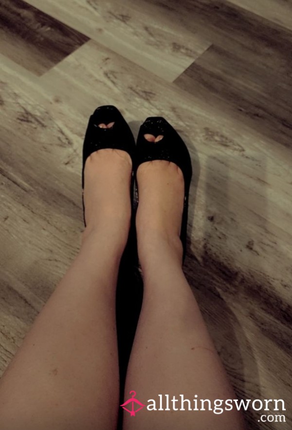 My Feet In Black Heels And Bare
