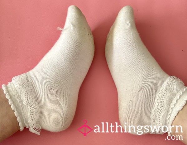 My Frilly Cutsie White Socks Worn For 24 Hours