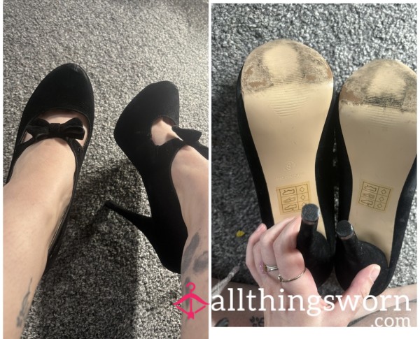 My High School Prom Heels From Yeaars Ago,Black Velvet Size 8