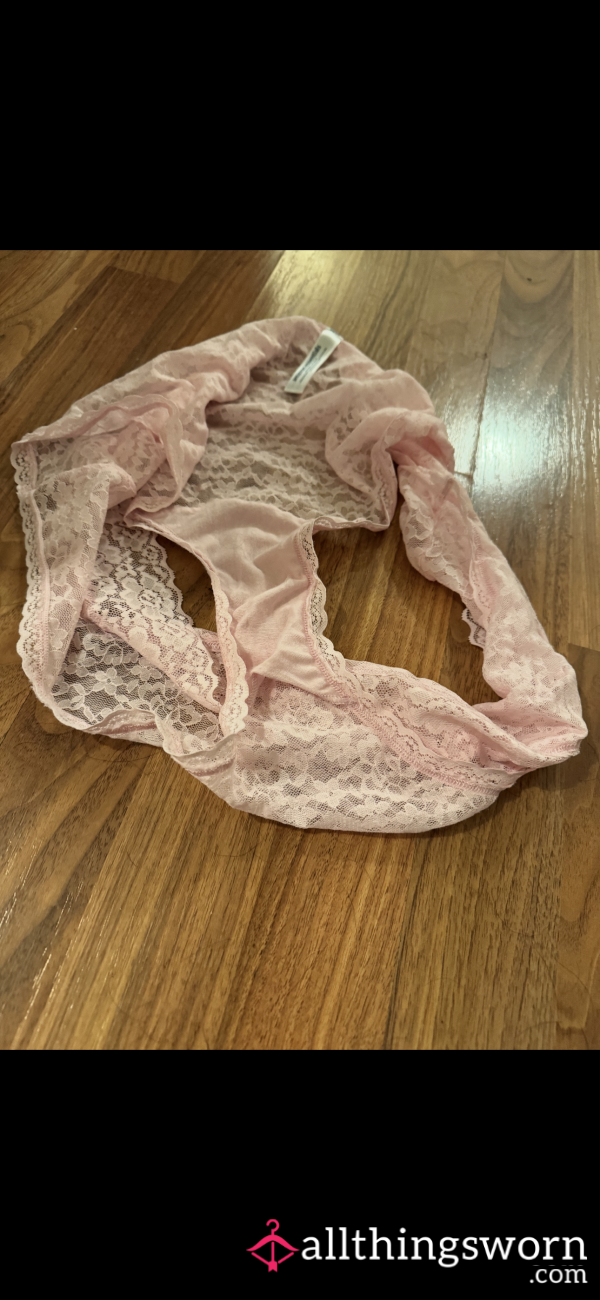 My Lacy Pink Panties Used While Playing And Having S**