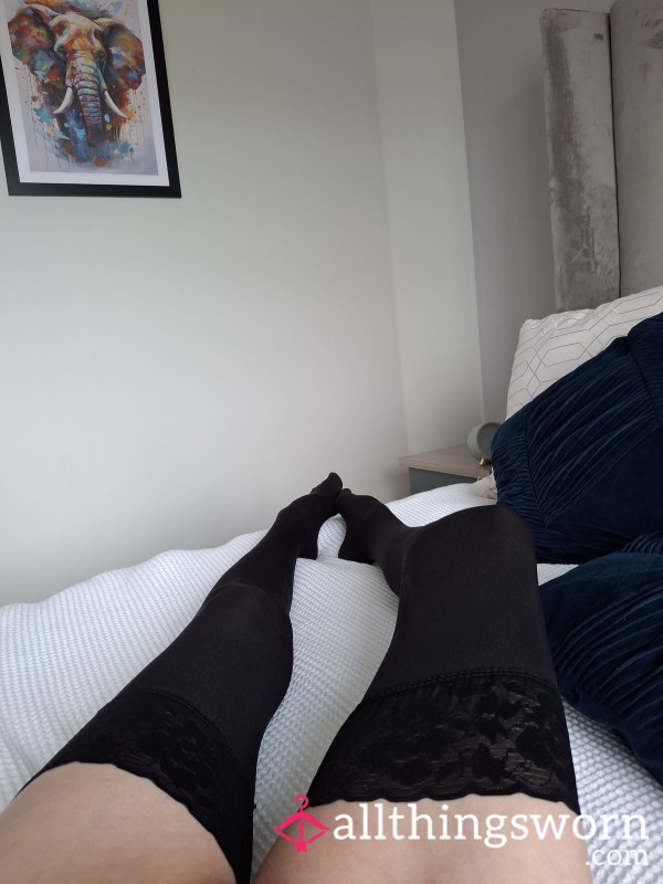 My Long Legs In Silky Black Stockings