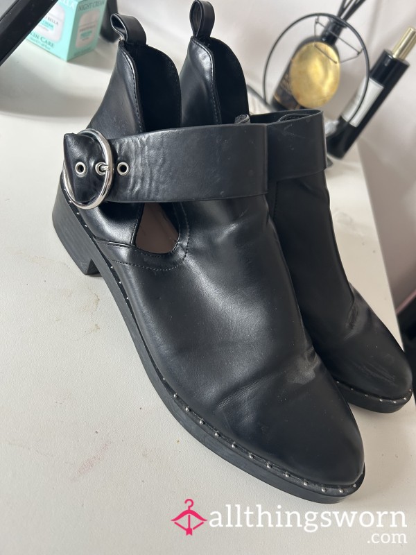 🖤 My Naughty Black Ankle Boots – Worn & Well-Used Just For You 🖤