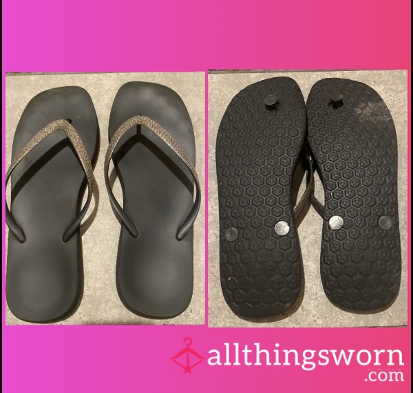 Old, Worn Out ,Sweat Covered  Flip Flops