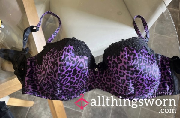 My Purple Leopard Print Bra – Worn During A 12-Hour Shift