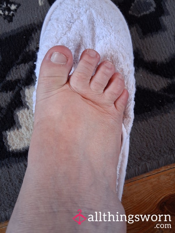 My Right Bar Foot Just Out Of Slipper, Hot, Sweaty And Smelly.