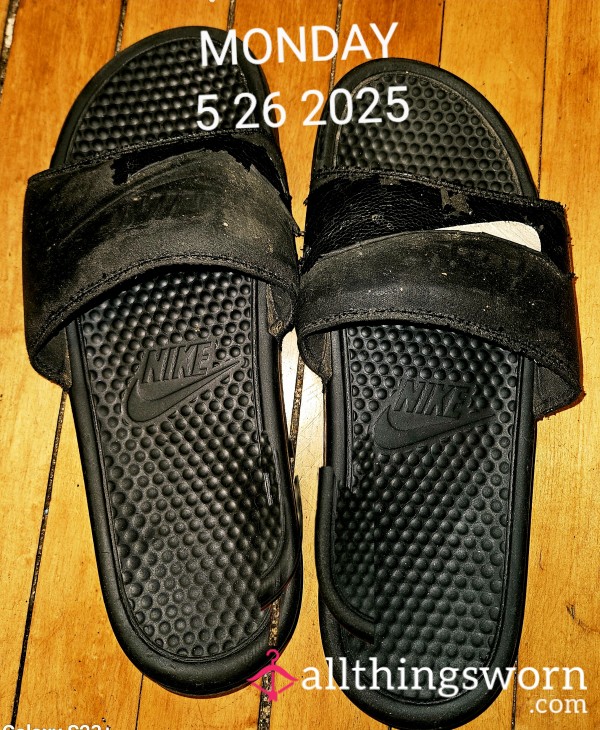 My Size 11 Well Worn Nike Slides