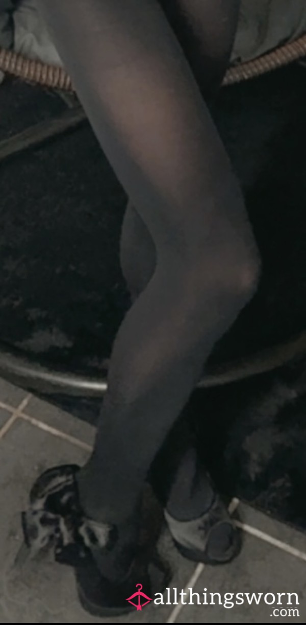 My Size 6 Black Opaque Pantyhose Tights With Proof Of Wear Pictures 😇