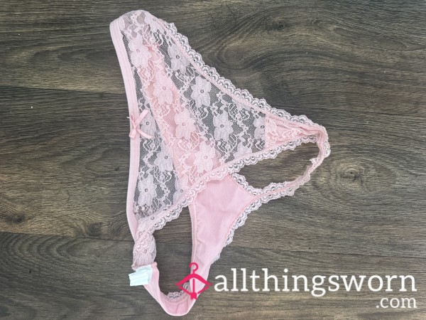 My Soaked, Stained Pink Lace Thongs – Weeks Of Filthy Wear 💗👙