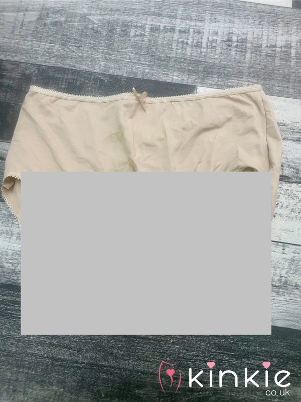 My Stained And Stinky Full Back Beige Cotton Panties