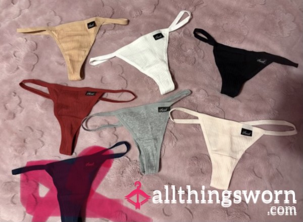 My Sweet Cotton Thongs Various Colours Black, Red, Pink, Peach, Grey And White Size Xs Worn On My Little Cute Size 6 A** Standard 24 Wear Add Ons Available Message For Requests All Thin