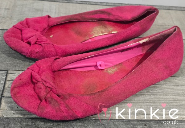 My Trashed Pink Flats - Perfect Shoes For You Foot Fetish Lovers  Nice Smelly And Pungent Just As They Should Be !! -