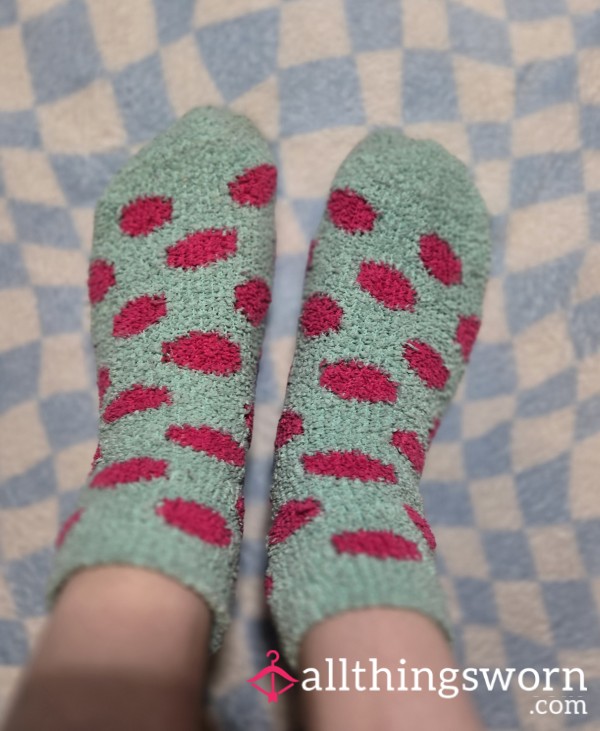 My Turquoise And Pink Dirty Fluffy Socks