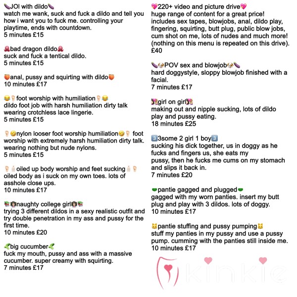 My UPDATED MENU! This Is My Main Menu My Extreme Fetish Menu Is A Different One If You Want That Message Me As I Can’t Post It