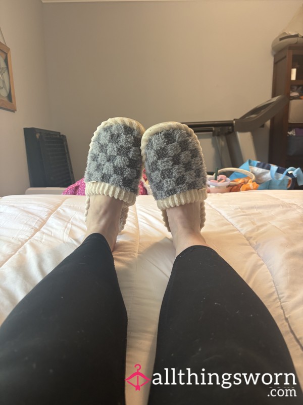 My Used Purple Checkered Slippers