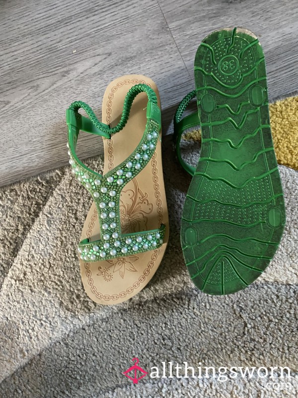 My Well Worn Green Flat Shoes