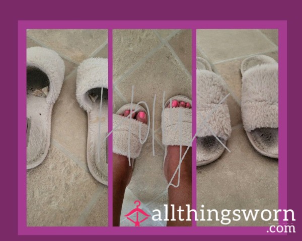 My Well Worn Open Toe Cream Dirty Sweaty Stinky Slippers