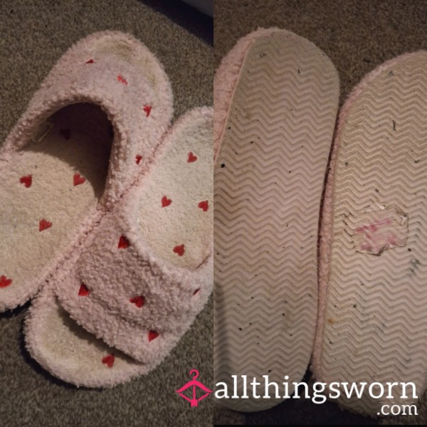 My Well Worn Princess Slippers! Imprints & Dirt 👸🩷 £35.00 ONO. FREE 3 Day Wear Before Sending!!!